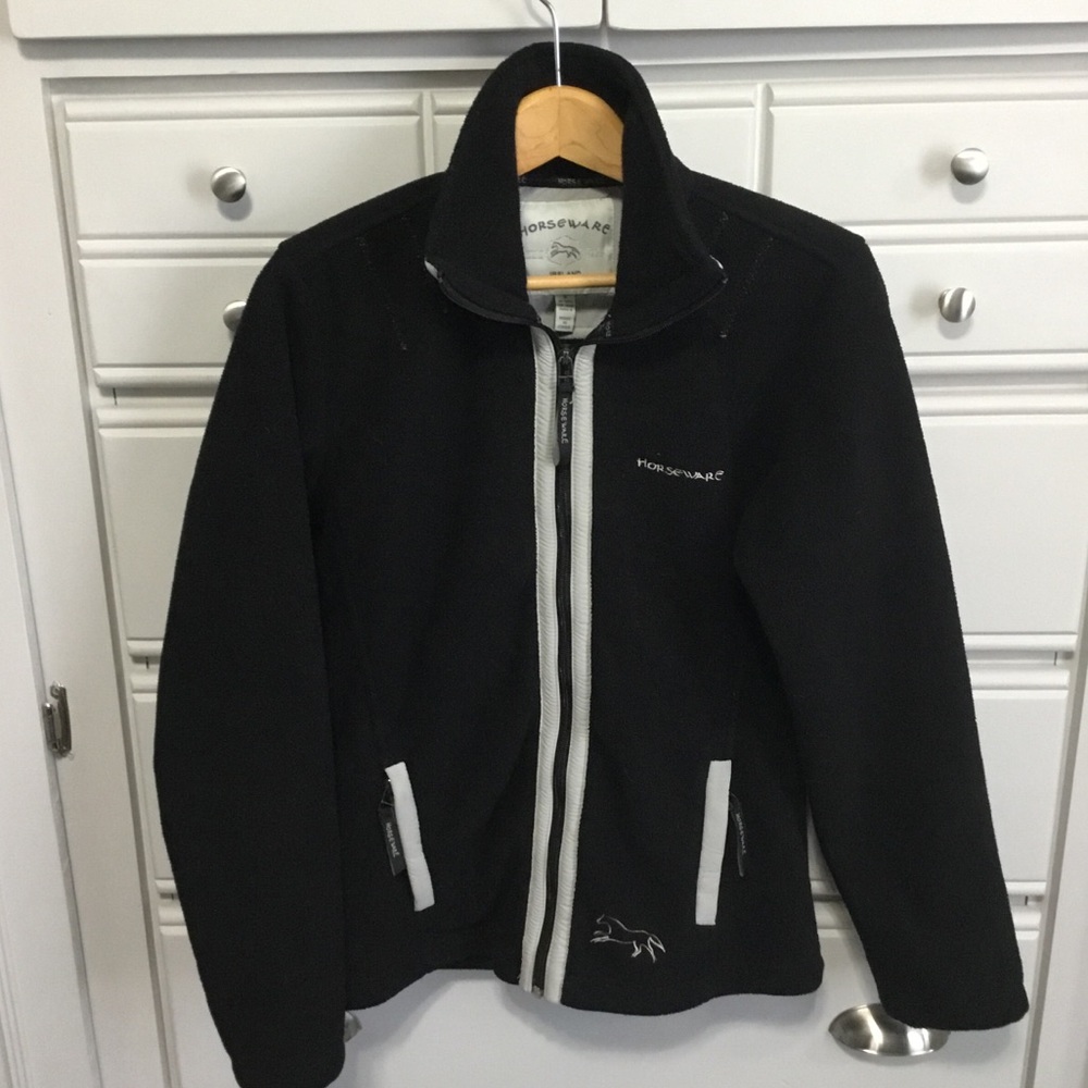 HORSEWARE IRELAND Full Zip Fleece Jacket Black Gray size S